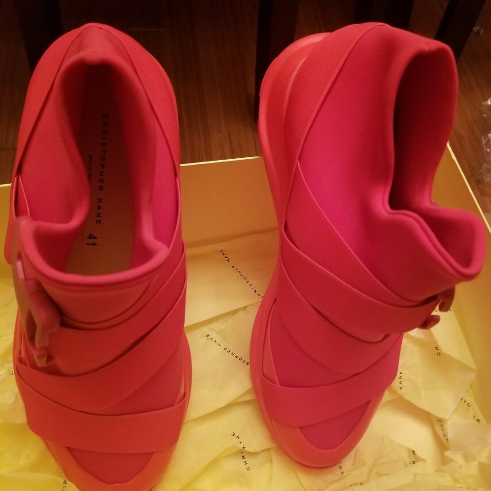 Christopher Kane Neoprene Buckled High Tops Solar Sun Yellow EU 40 MSRP $445 - Picture 14 of 14